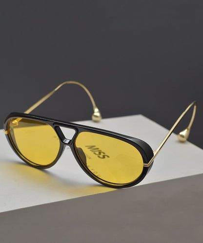 European And American Black Large Frame Pilot Style Sunglasses