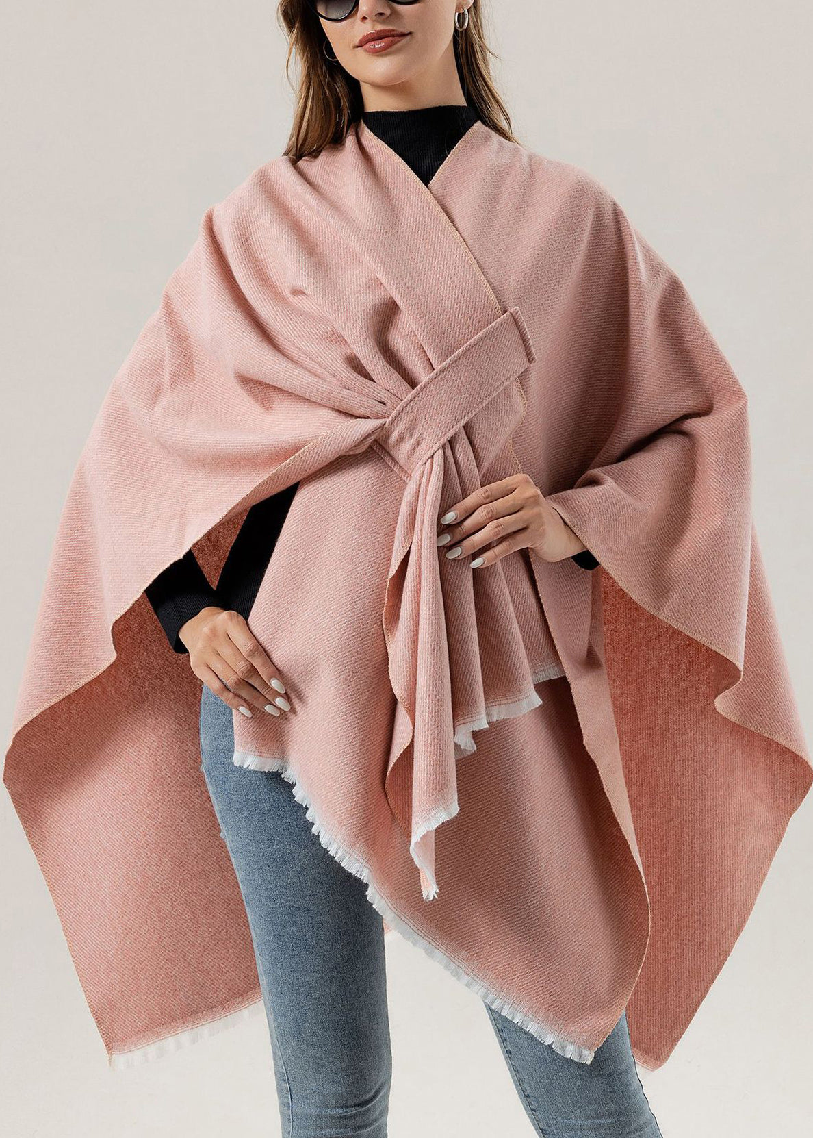 European And American Fashion New Blue Knitted Cape