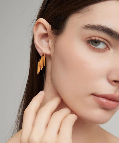 European And American Gold Titanium Steel Geometric Earrings