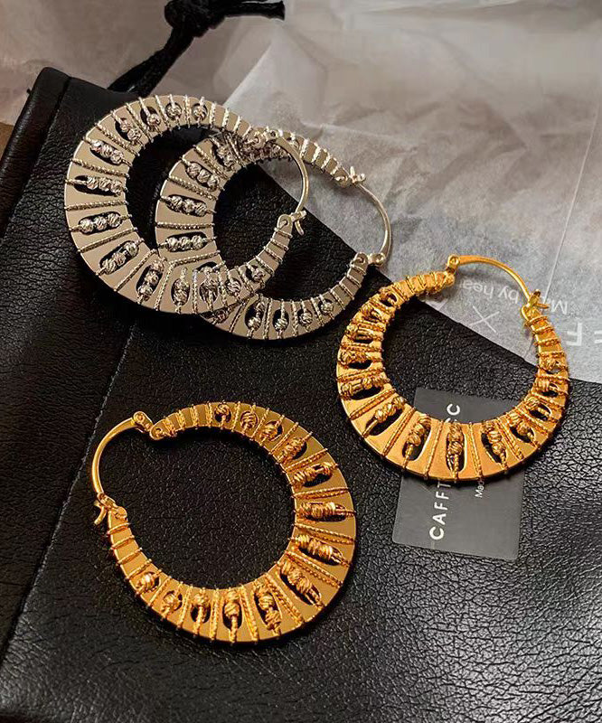 European And American Old Money Style Gold Exaggerated Circle Earrings