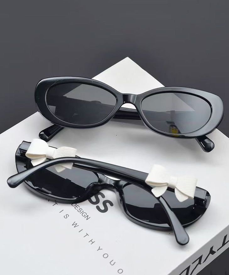 European And American Oval Black Bow Decoration Sunglasses