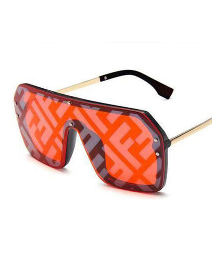 European And American Style Black Square Letter Integrated Sunglasses