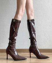 Load image into Gallery viewer, European And American Style Brown Heel Boots Pointed Toe