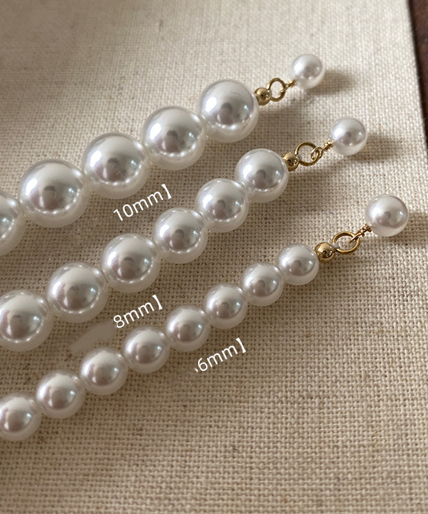 Exquisite 14K Gold Buckle White Pearl Bracelet