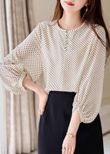 Load image into Gallery viewer, Fashion Apricot Dot Print Chiffon Top Long Sleeve