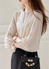 Load image into Gallery viewer, Fashion Apricot Dot Print Chiffon Top Long Sleeve