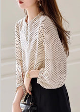 Load image into Gallery viewer, Fashion Apricot Dot Print Chiffon Top Long Sleeve