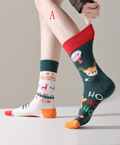 Fashion Asymmetrical Design Jacquard Combed Cotton Mid Calf Socks