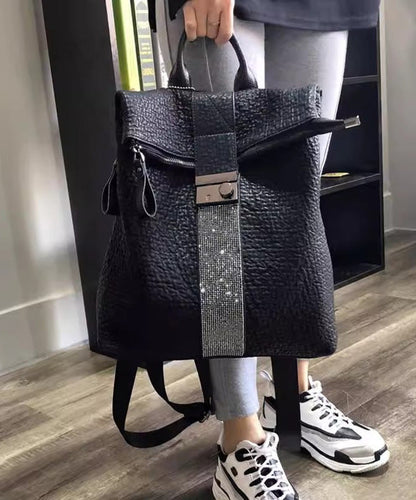 Fashion Black Large Capacity Faux Leather Backpack Bag