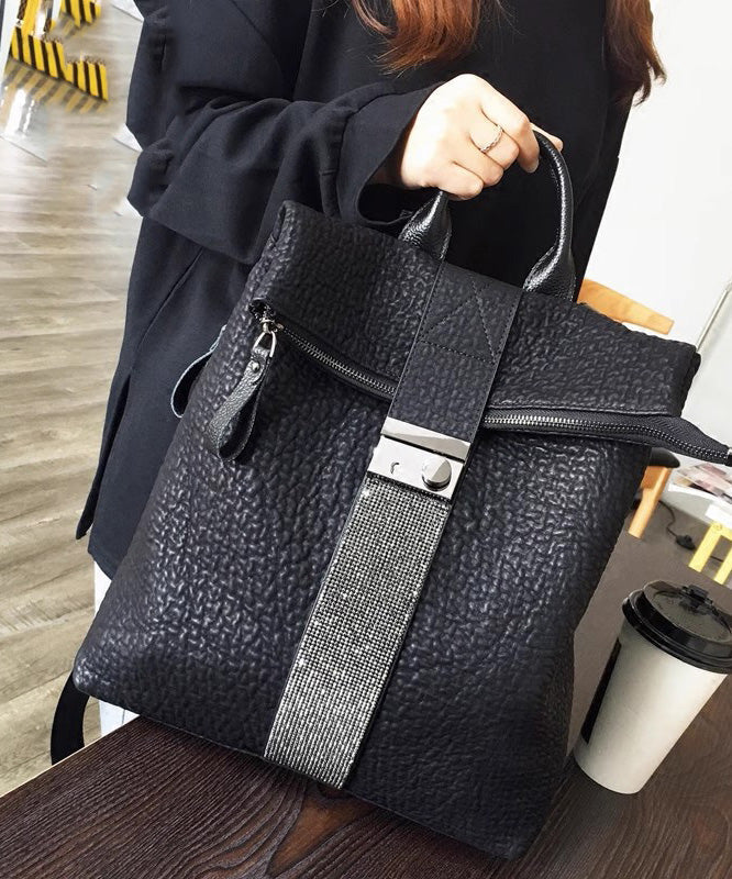 Fashion Black Large Capacity Faux Leather Backpack Bag