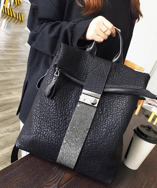 Fashion Black Large Capacity Faux Leather Backpack Bag