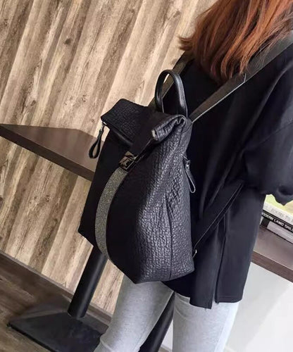 Fashion Black Large Capacity Faux Leather Backpack Bag