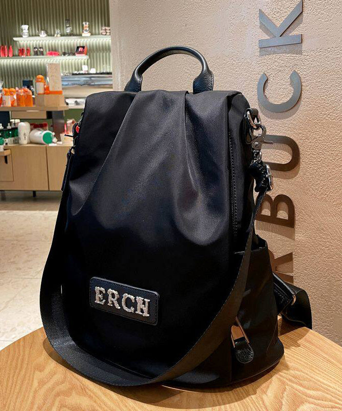 Fashion Black Large Capacity Nylon Backpack Bag