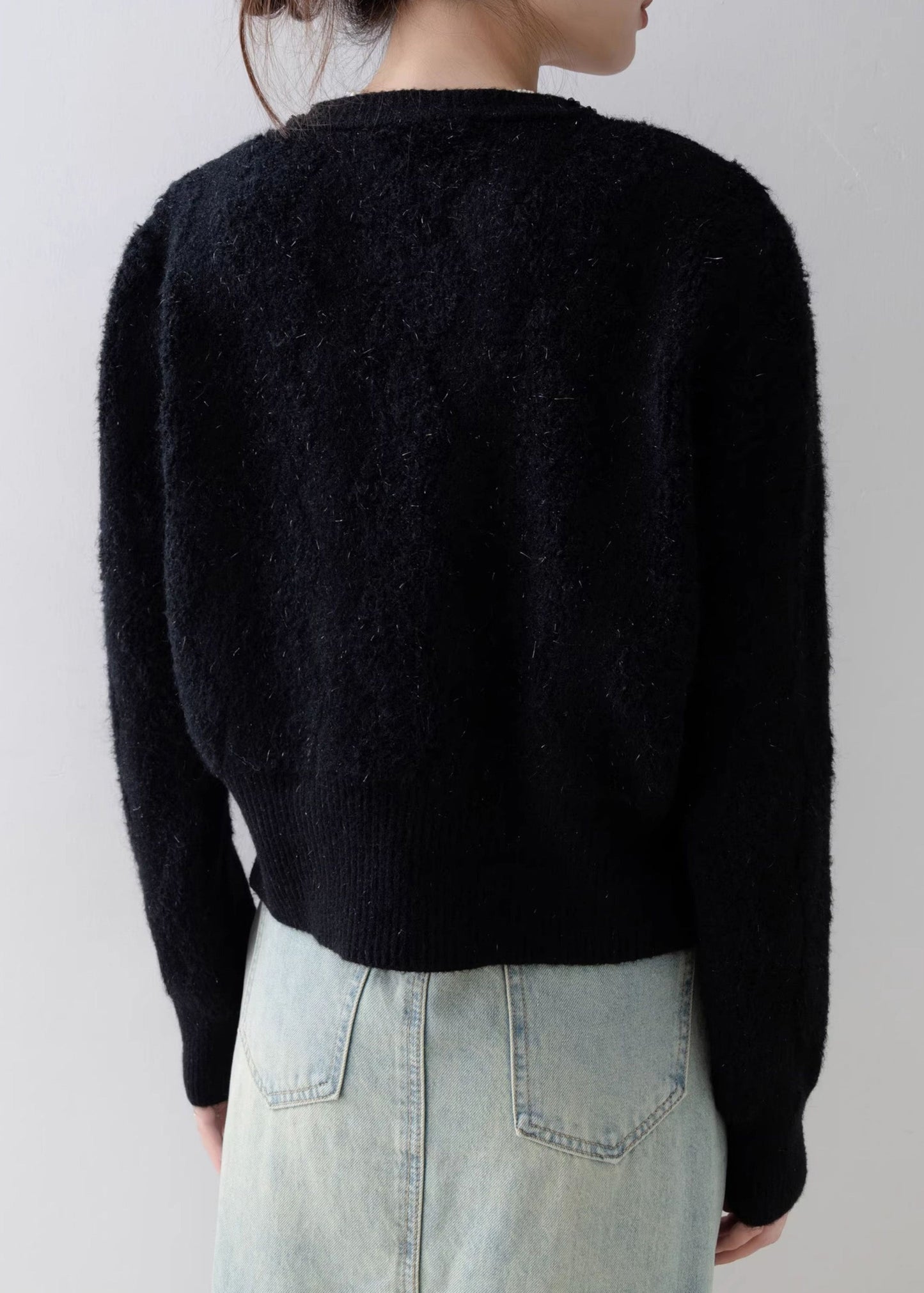 Fashion Black O Neck Button Knit Cardigans Spring