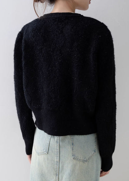 Fashion Black O Neck Button Knit Cardigans Spring