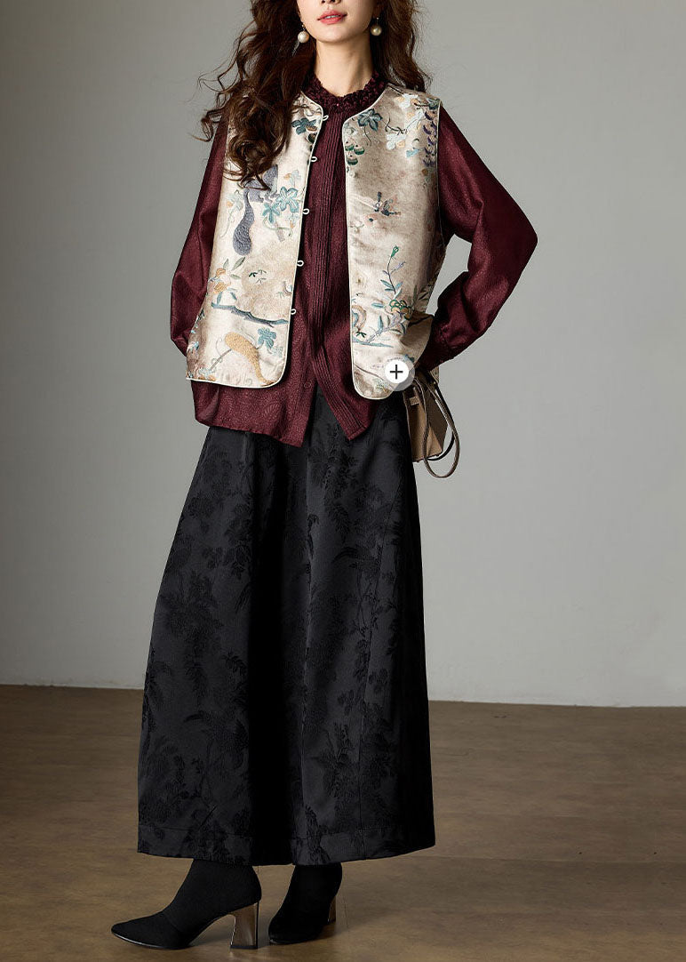 Fashion Black Oversized Jacquard Silk Harem Pants Fall