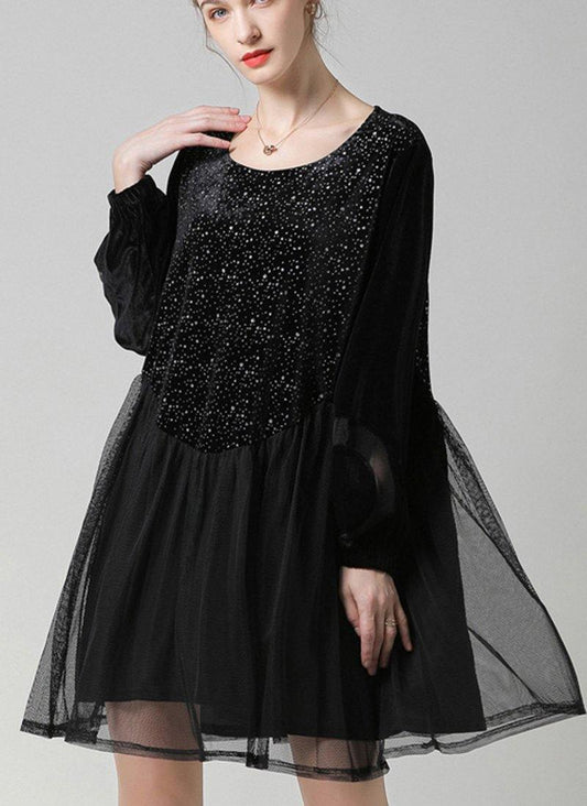 Fashion Black Patchwork Chiffon Cute Summer Maxi Dresses - SooLinen