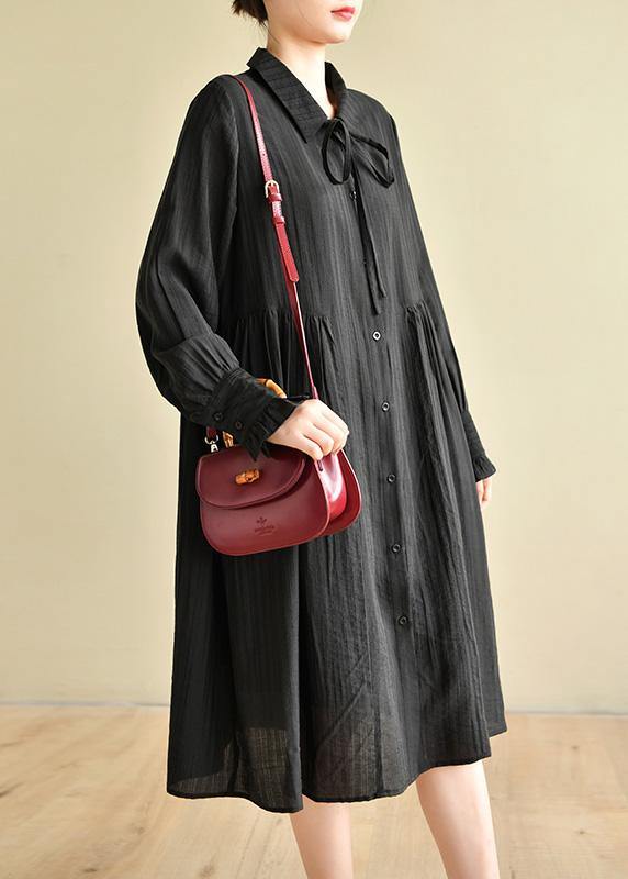 Fashion Black Peter Pan Collar Summer Holiday Dress - SooLinen