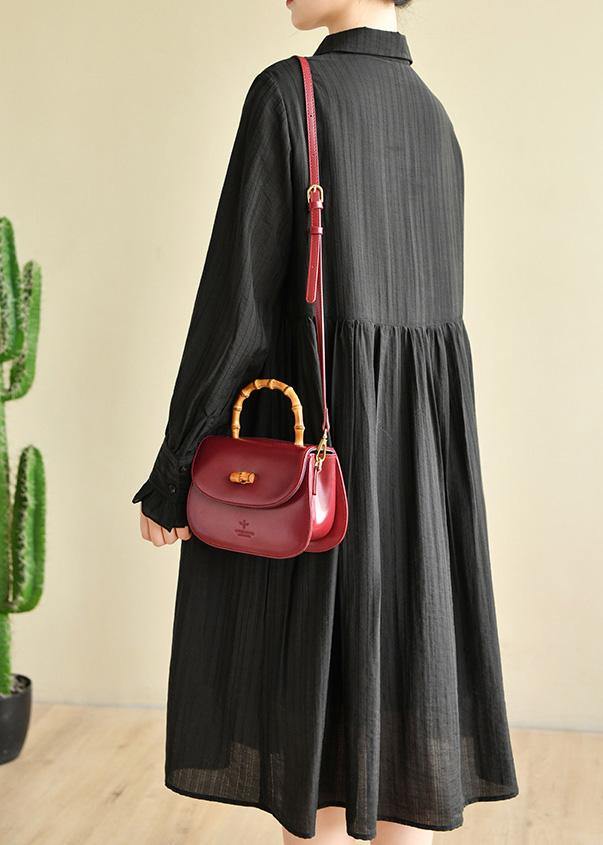 Fashion Black Peter Pan Collar Summer Holiday Dress - SooLinen