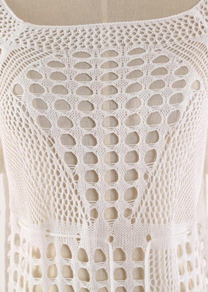 Fashion Black knitting Cotton Hollow Out Summer Dresses - SooLinen