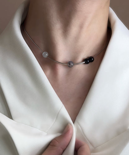 Fashion Blackish Crystal High Quality Tungsten Steel Necklace