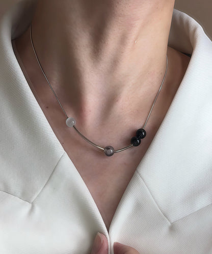 Fashion Blackish Crystal High Quality Tungsten Steel Necklace