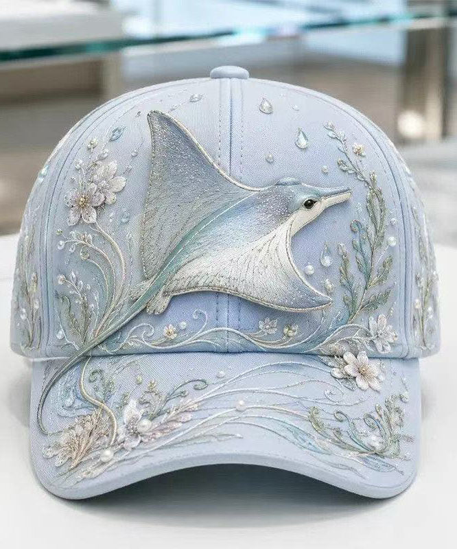Fashion Blue Ocean Print Cotton Baseball Cap Hat