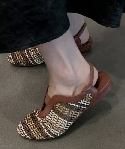 Fashion Brown Comfortable Woven Walking Sandals