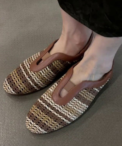 Fashion Brown Comfortable Woven Walking Sandals