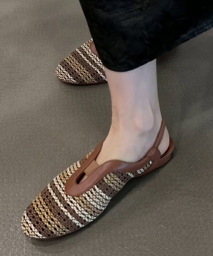 Fashion Brown Comfortable Woven Walking Sandals