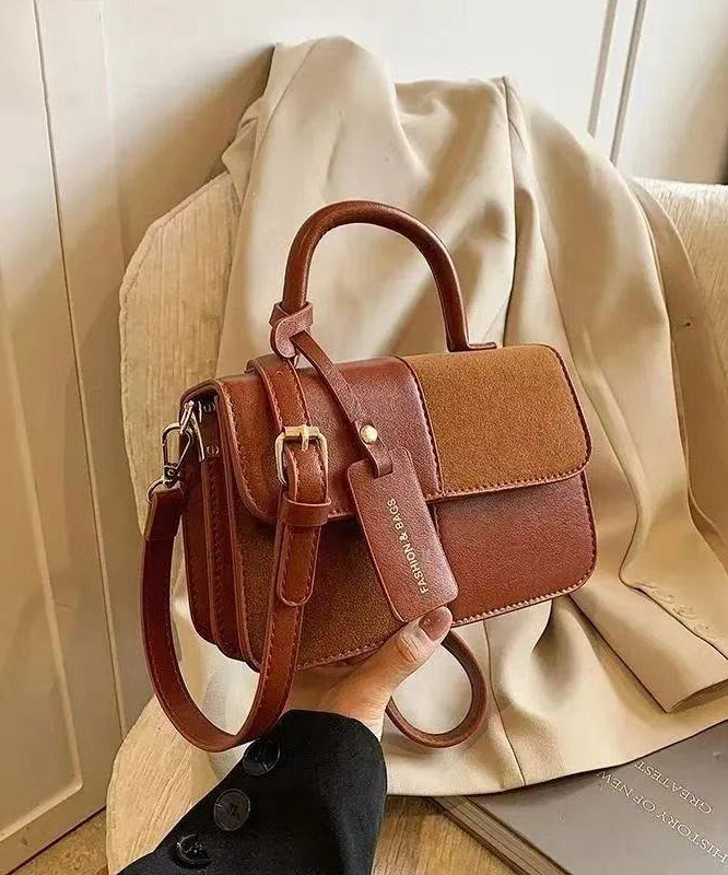 Fashion Brown Solid Durable Patchwork Faux Leather Micro Bag