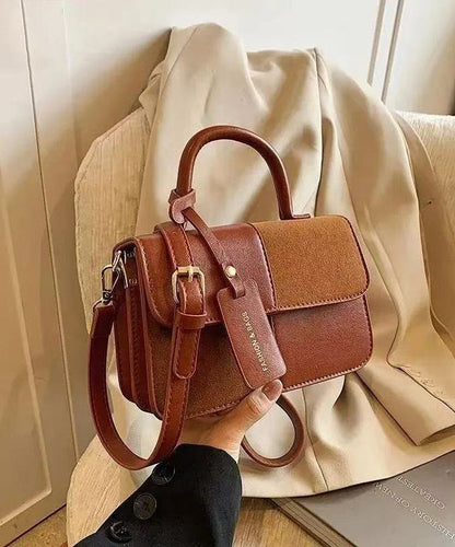 Fashion Brown Solid Durable Patchwork Faux Leather Micro Bag