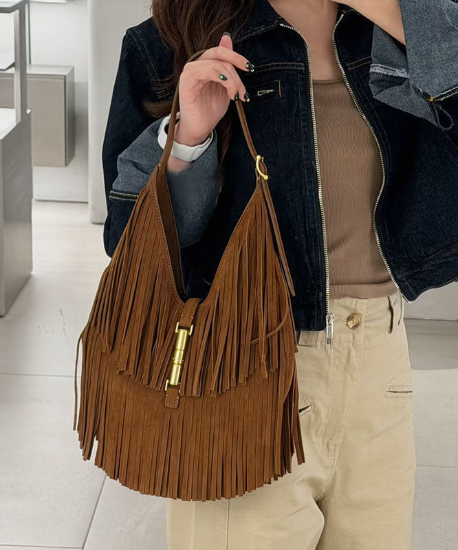 Fashion Brown Tassel Large Capacity Shoulder Bag