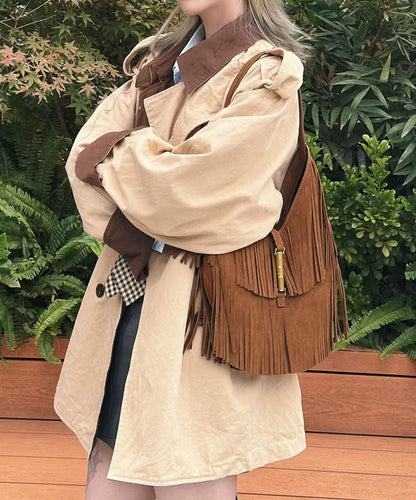 Fashion Brown Tassel Large Capacity Shoulder Bag
