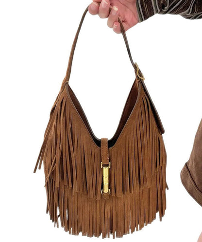 Fashion Brown Tassel Large Capacity Shoulder Bag