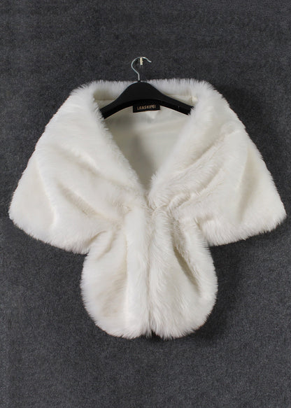 Fashion Brown Versatile Faux Fur Shawl