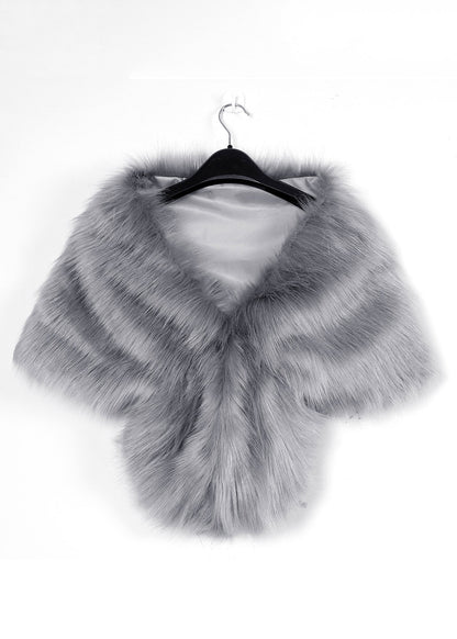 Fashion Brown Versatile Faux Fur Shawl