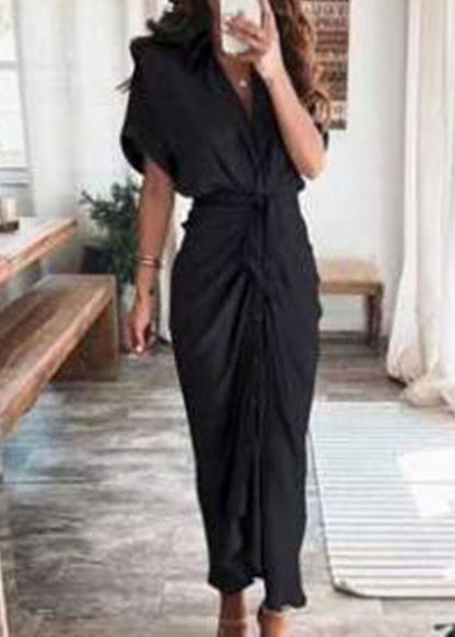 Fashion Champagne Lace Up Printed Wrinkled Dress Summer