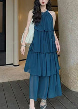 Load image into Gallery viewer, Fashion Coffee O Neck Layered Wrinkled Patchwork Chiffon Dresses Sleeveless