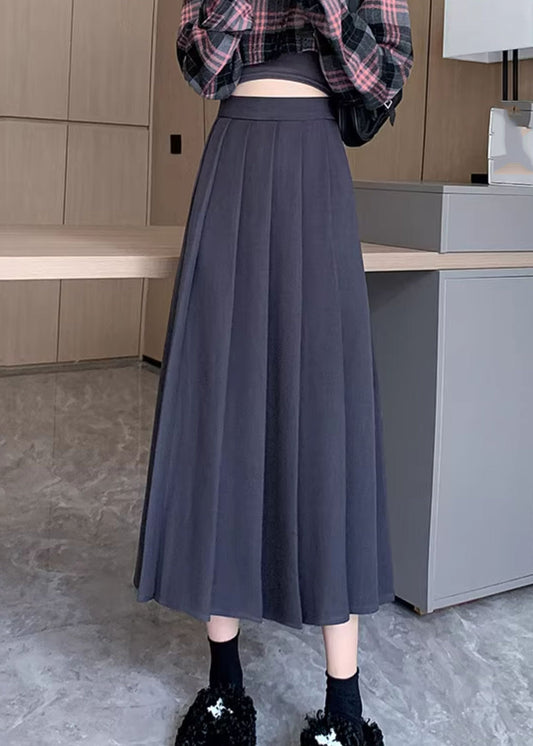 Fashion Dark Grey Patchwork Draping Pleated Skirt Fall