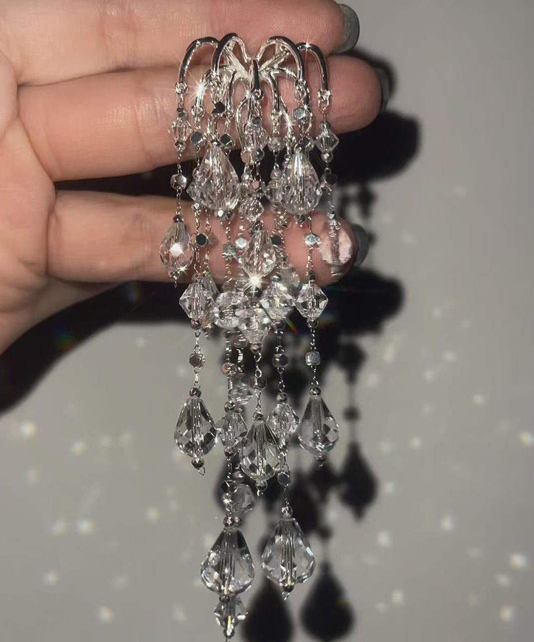 Fashion Faux Crystal Alloy Tassel Drop Earrings