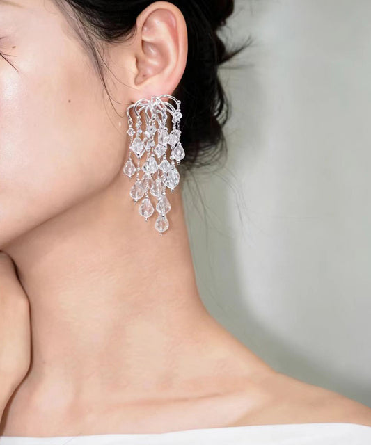 Fashion Faux Crystal Alloy Tassel Drop Earrings