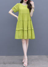 Load image into Gallery viewer, Fashion Fluorescent Green O-Neck Graphic Patchwork Mid Dress Summer