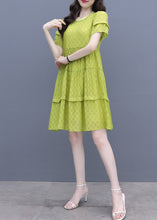 Load image into Gallery viewer, Fashion Fluorescent Green O-Neck Graphic Patchwork Mid Dress Summer