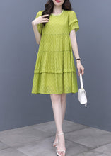 Load image into Gallery viewer, Fashion Fluorescent Green O-Neck Graphic Patchwork Mid Dress Summer