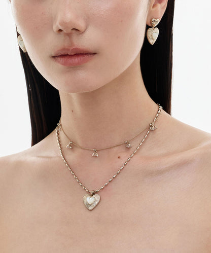 Fashion Gold Copper Overgild Love Shell Double-Layer Pendant Necklace