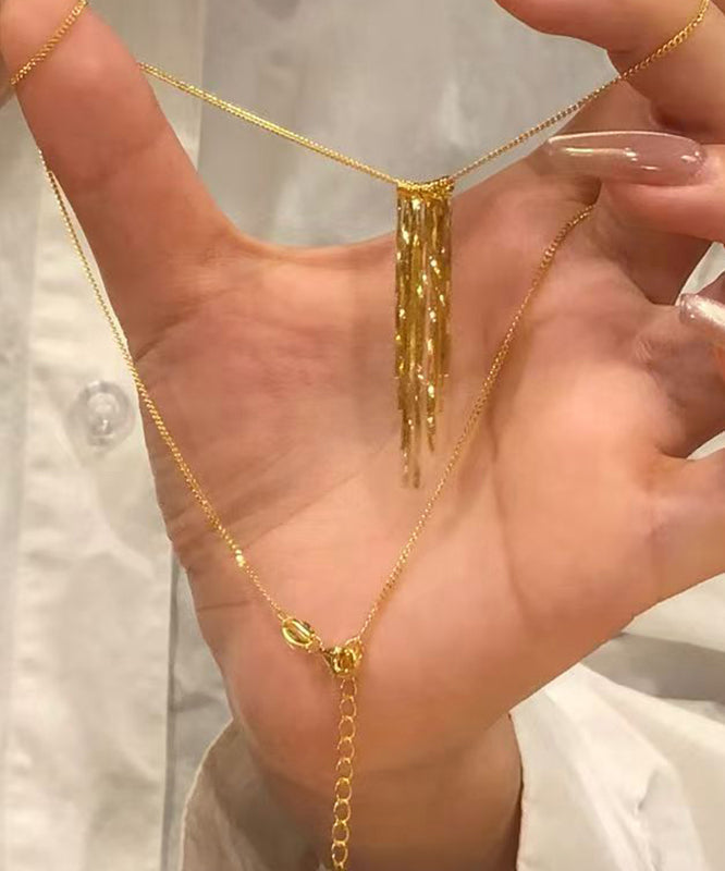 Fashion Gold Copper Overgild Tassel Pendant Necklace