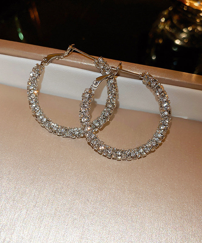 Fashion Gold Copper Zircon Hoop Earrings