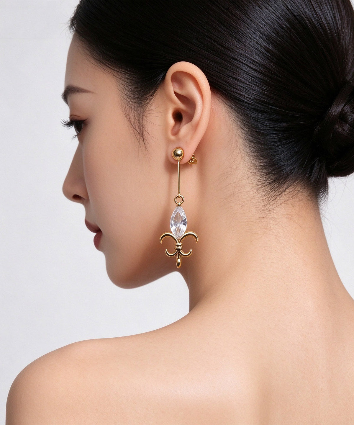 Fashion Gold Crystal Hollow Out Drop Earrings
