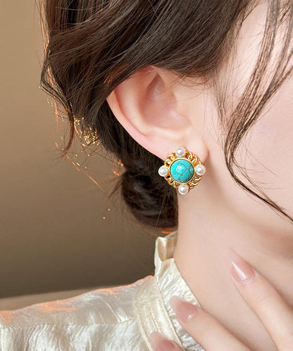 Fashion Gold Nail Bead Alloy Stud Earrings